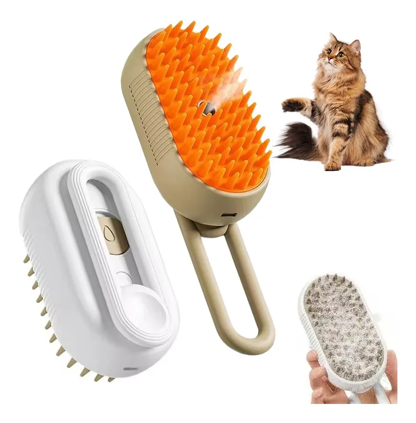 Cepillo A Vapor Perros Gatos Peine Masajeador Saca Pelos