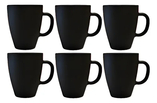 Taza Mug Vidrio Negro Mate Durax Armonia X6