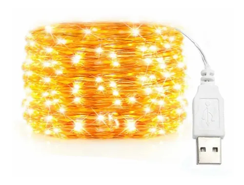 Cable Hilo Alambre Luz Led Calida 3 Mts Con Usb