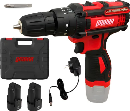 Taladro Atornillador Percutor Inalambrico Bateria Omaha Color Negro Frecuencia 50 60hz