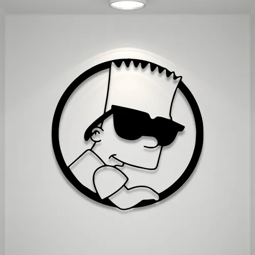Cuadro Decorativo Bart Simpson Calado En Madera Mdf Negro Negro