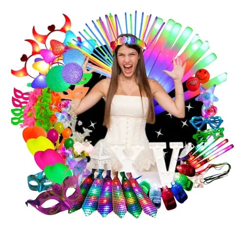 Combo Fiesta De 15 Cotillón Luminoso 245art 100/120 Personas