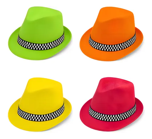 10 Gorro De Tela Tanguero Funyi, Cotillon, Panameño Color Fluo