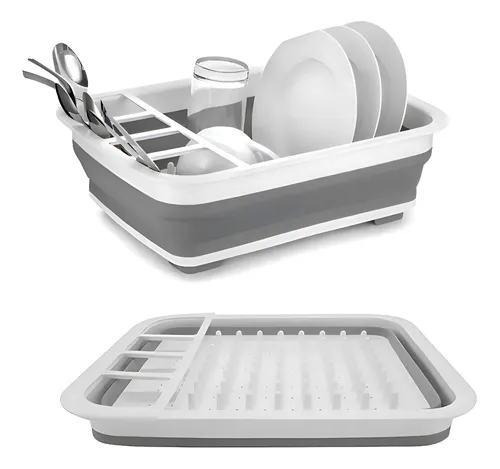 Secaplatos Escurridor Silicona Plegable Cocina Gris