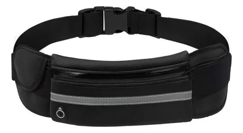 Riñonera Running Elastica Porta Celular Llaves Auriculares Color Negro
