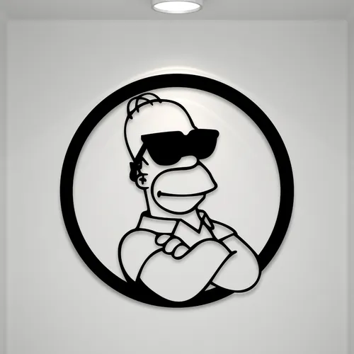 Cuadro Decorativo Homero Simpson Calado En Madera Mdf Negro Negro