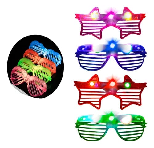10 Lentes Flogger Led formas surtidas Cotillon Luminoso Fiesta