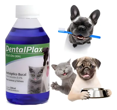 Enjuague Bucal Dental Plax Para Perros Gatos Buen Aliento Dentalplax
