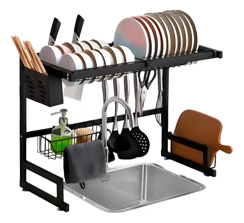 Soul 2 plantas 65cm rack organizador de cocina escurridor negro