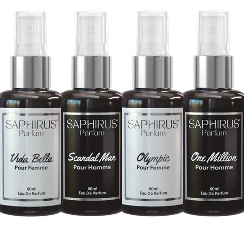 Saphirus Parfum Femeninos/masculinos 60ml - Pack X4