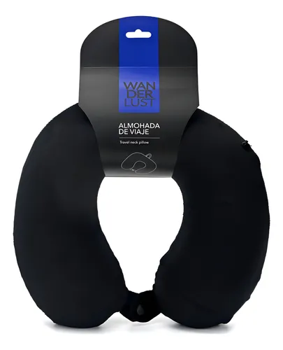 Almohada de Viaje Wanderlust Inteligente Viscoelástica Memory Foam Color Negro Liso Confort