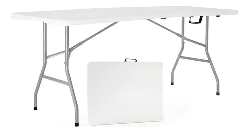Mesa Para Jardin Exteriror Plegable Camping Portatil Picnic 150 x 70 Cm Color Blanco Gardenlife