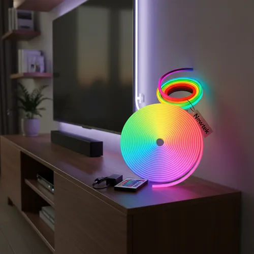 Manguera Led Neon Kit Tira Luz Rgb 5 Metros 2835 Control Remoto Mas Adaptador Y Fuente 12v Ip65 Exterior Interior Resiste Al Agua Luminoso Flexible Multicolor