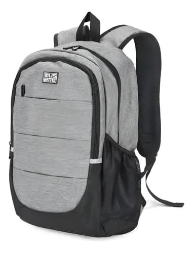 Mochila Porta Notebook 15.6 Urban Antirrobo Oxford Musette Gris Liso