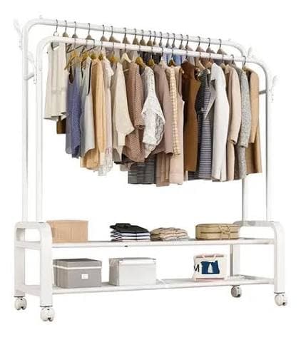 Perchero Móvil con Ruedas y Estante Zapatero