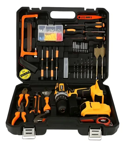 Taladro Inalámbrico + Kit de Herramientas Completo en Maletín